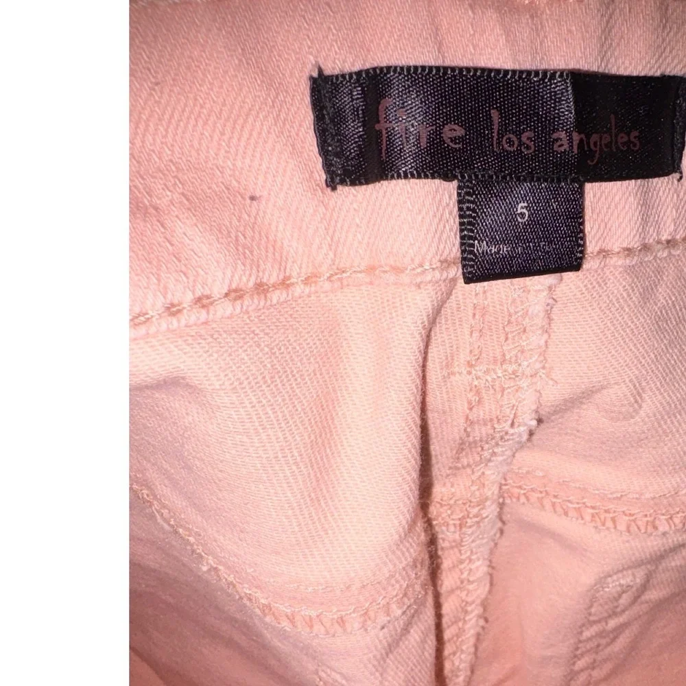 Fire Los Angeles Peach Distressed Denim Shorts Y2K Festival Summer Size 5 - Picture 4 of 5